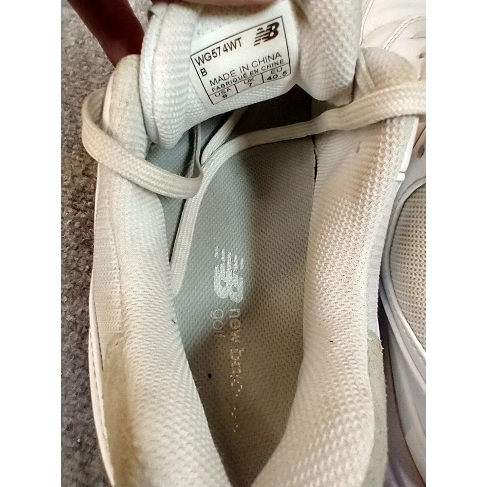 New‎ Balance 574 Golf White Tan Leather Sneakers WG574WT Womens 9 Low Top Shoes